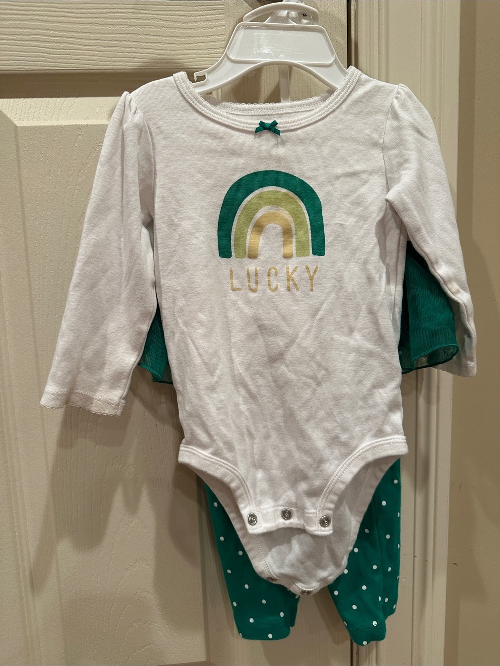 Carter's White Baby Tee with Green Graphic